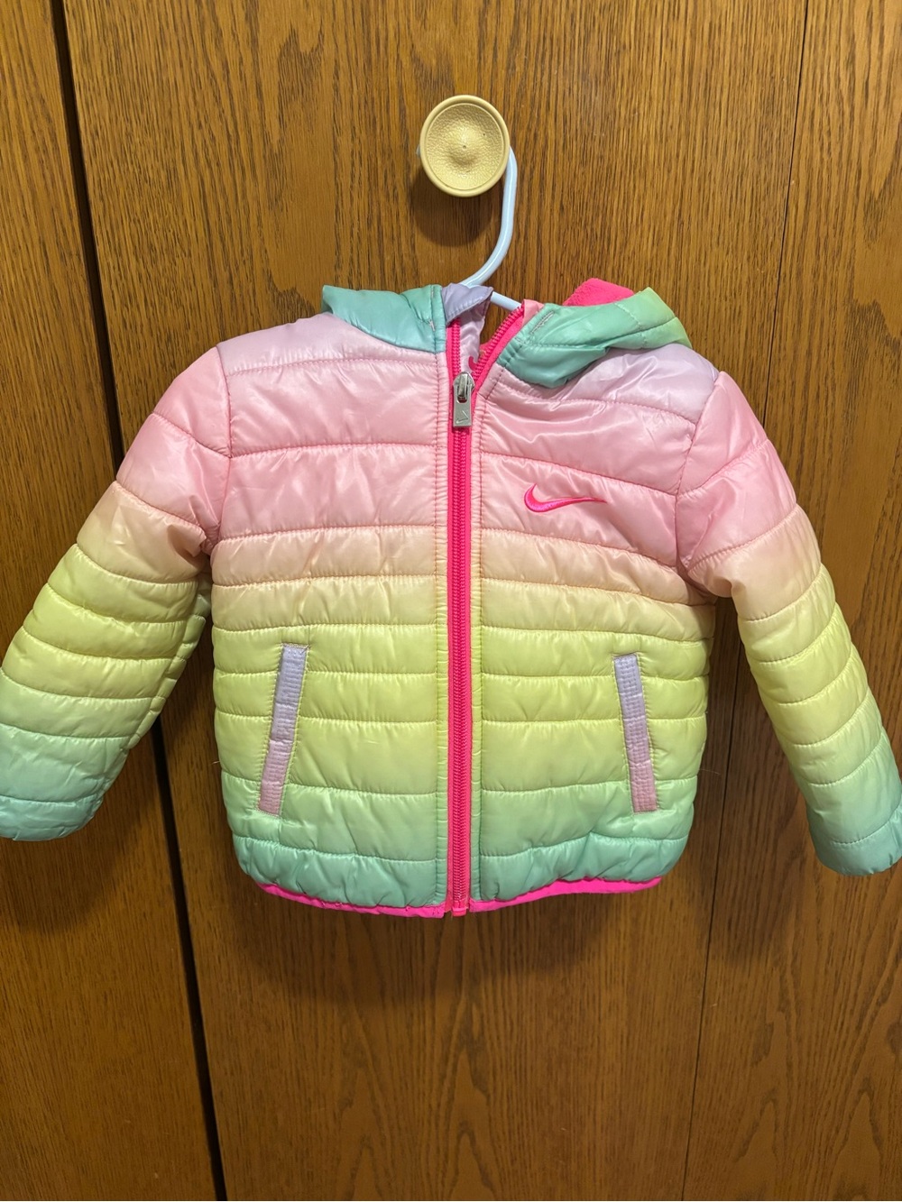 Nike Kids Pastel Ombre Hooded Puffer Jacket - Pink, Yellow, Mint